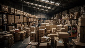 Almacén de logística con mucho stock acumulado