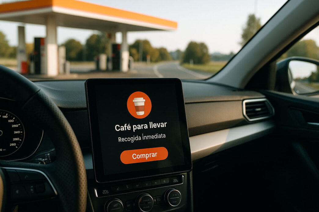 Imagen de un display de un coche con un pedido para realizar