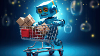 Robot llevando un carrito de la compra