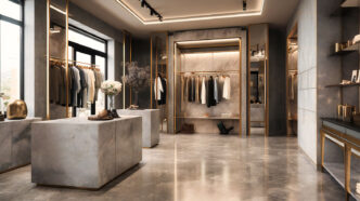 Interior de una tienda de ropa de lujo
