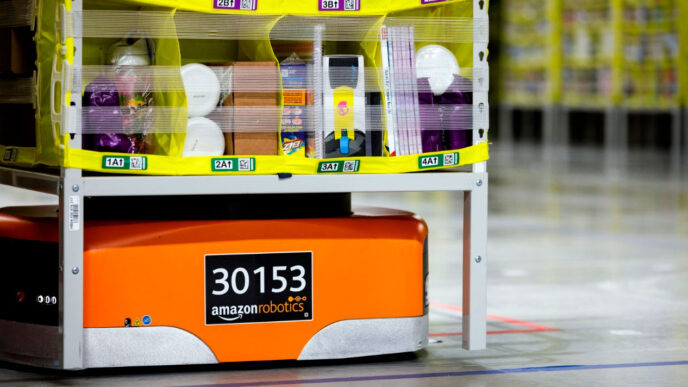 Robot de Amazon funcionando en sus instalaciones