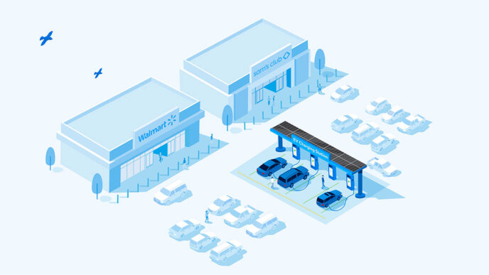 Proyecto de Walmart para sus propias estaciones de carga eléctrica. WALMART
